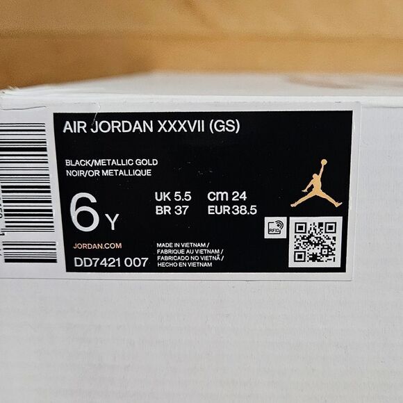 Air Jordan 37 Size 6 Youth 6Y Black Red Kids Basketball Shoe Sneaker DD7421-007 - Picture 10 of 11